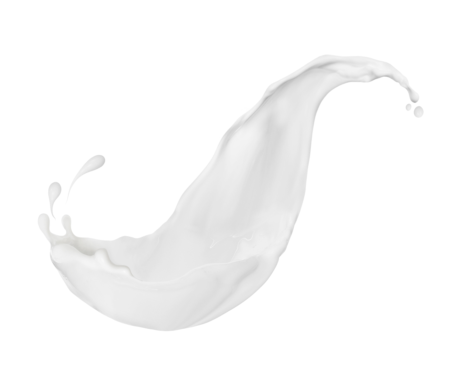 Plongée de lait ou de crème isolée sur fond blanc
